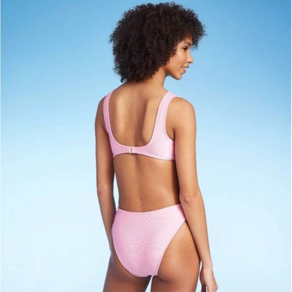 Xhilaration One Piece Monokini Bathing Suit Size Small Womens Pink Cheeky Pink - Picture 3 of 9